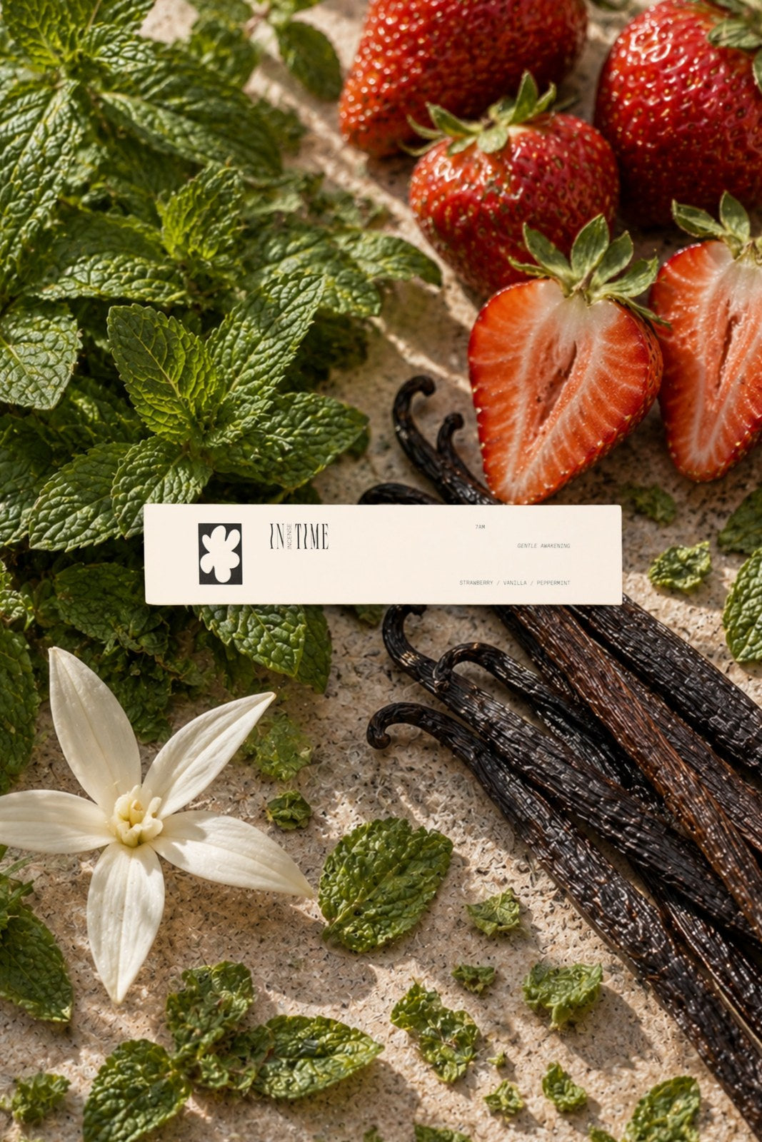 7AM Gentle Awakening Incense scent notes: Strawberry, Vanilla & Peppermint