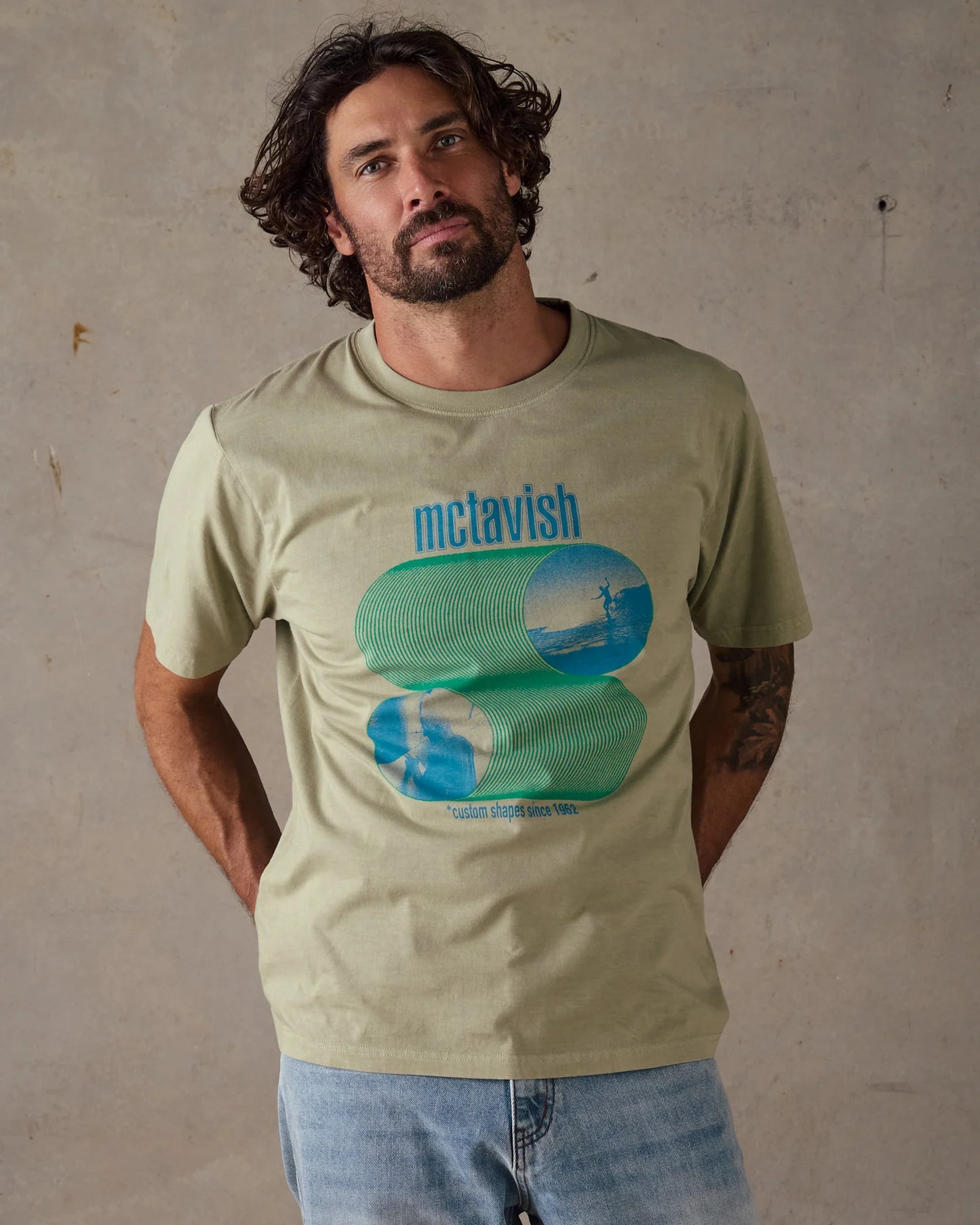 Waves Tee by Schuyler Beecroft - Light Green