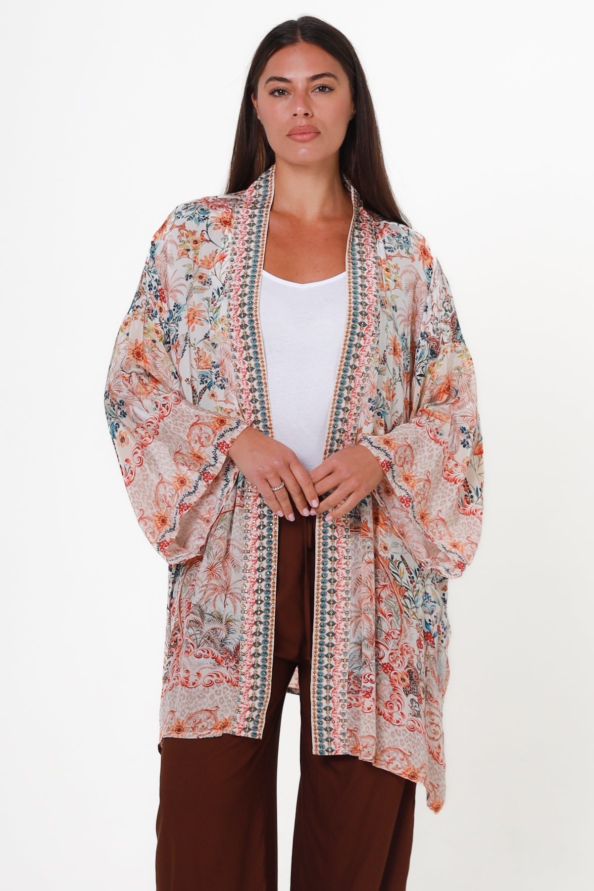 Elodie Kimono - Peach Paisley - Isabella The Label