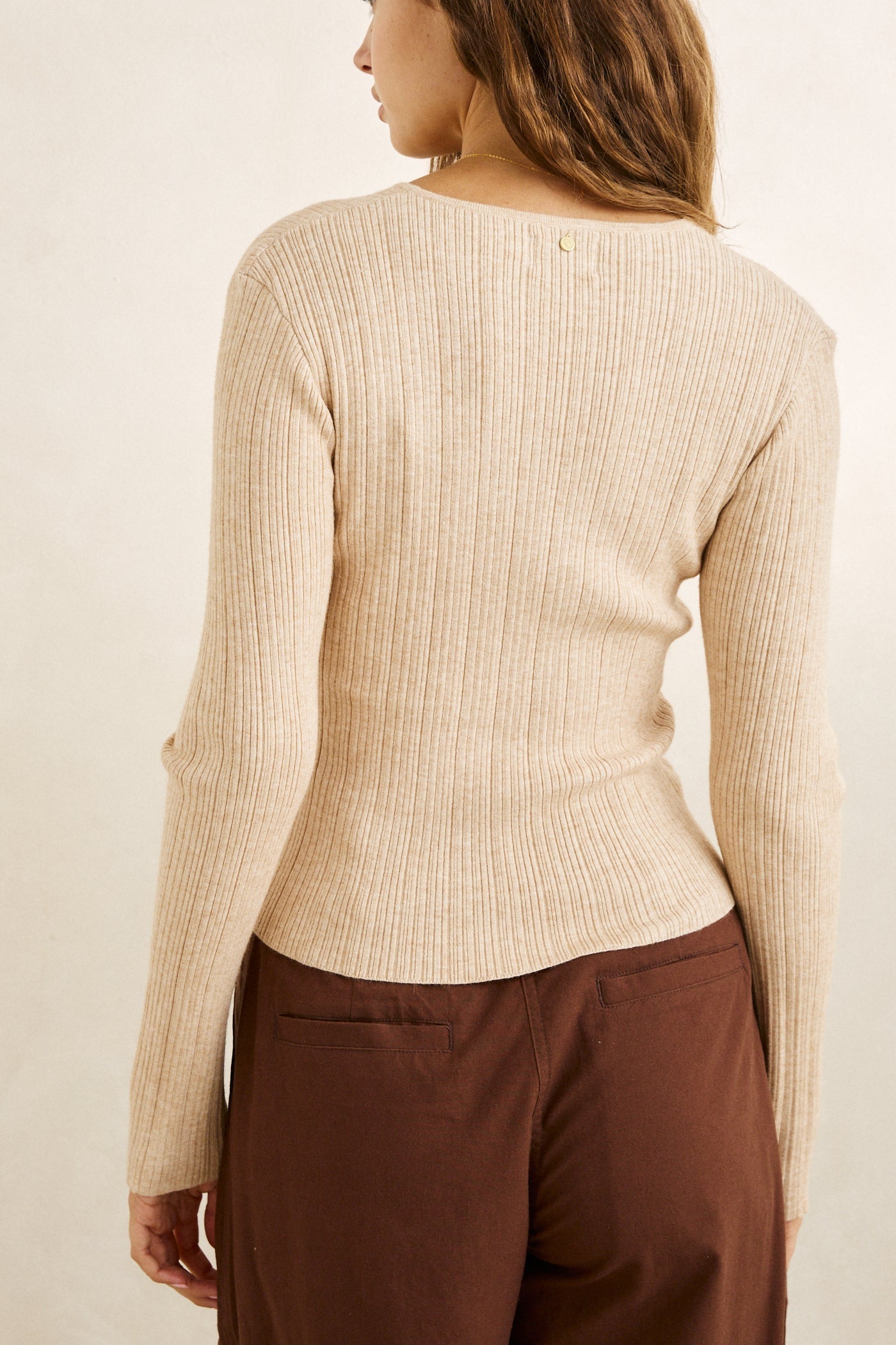 Essential Long Sleeve Knit Top - Oat