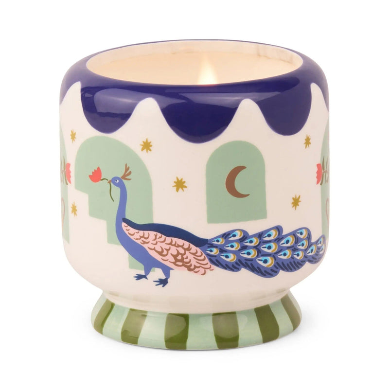 A Dopo Peacock Ceramic Candle 8oz - Misted Lime