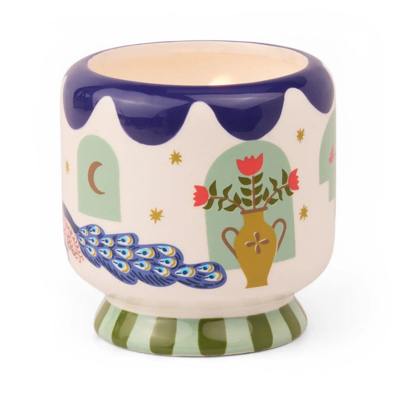 A Dopo Peacock Ceramic Candle 8oz - Misted Lime