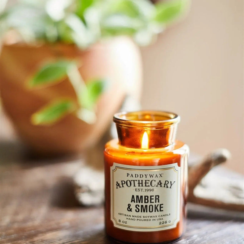 Apothecary Glass Candle 8oz - Amber and Smoke