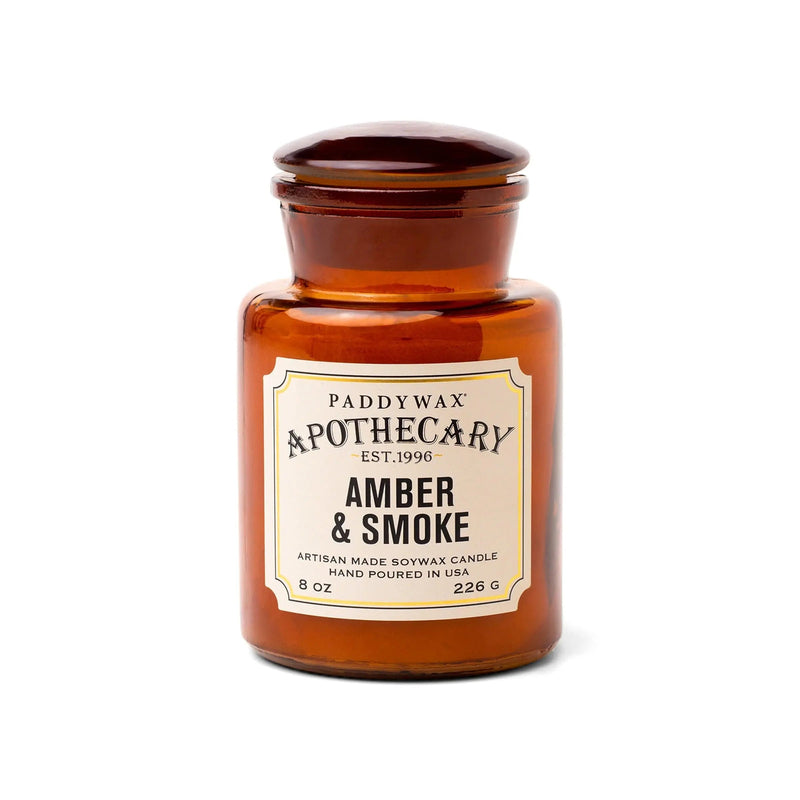 Apothecary Glass Candle 8oz - Amber and Smoke
