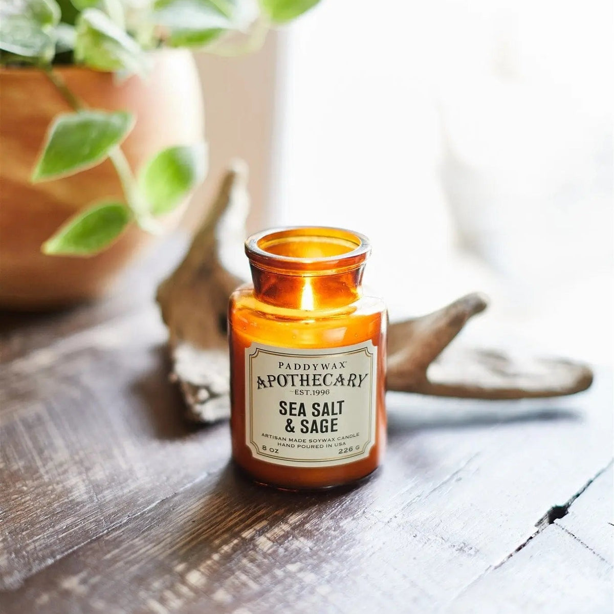 Designworks Collective Apothecary Glass Candle 8oz - Sea Salt and Sage