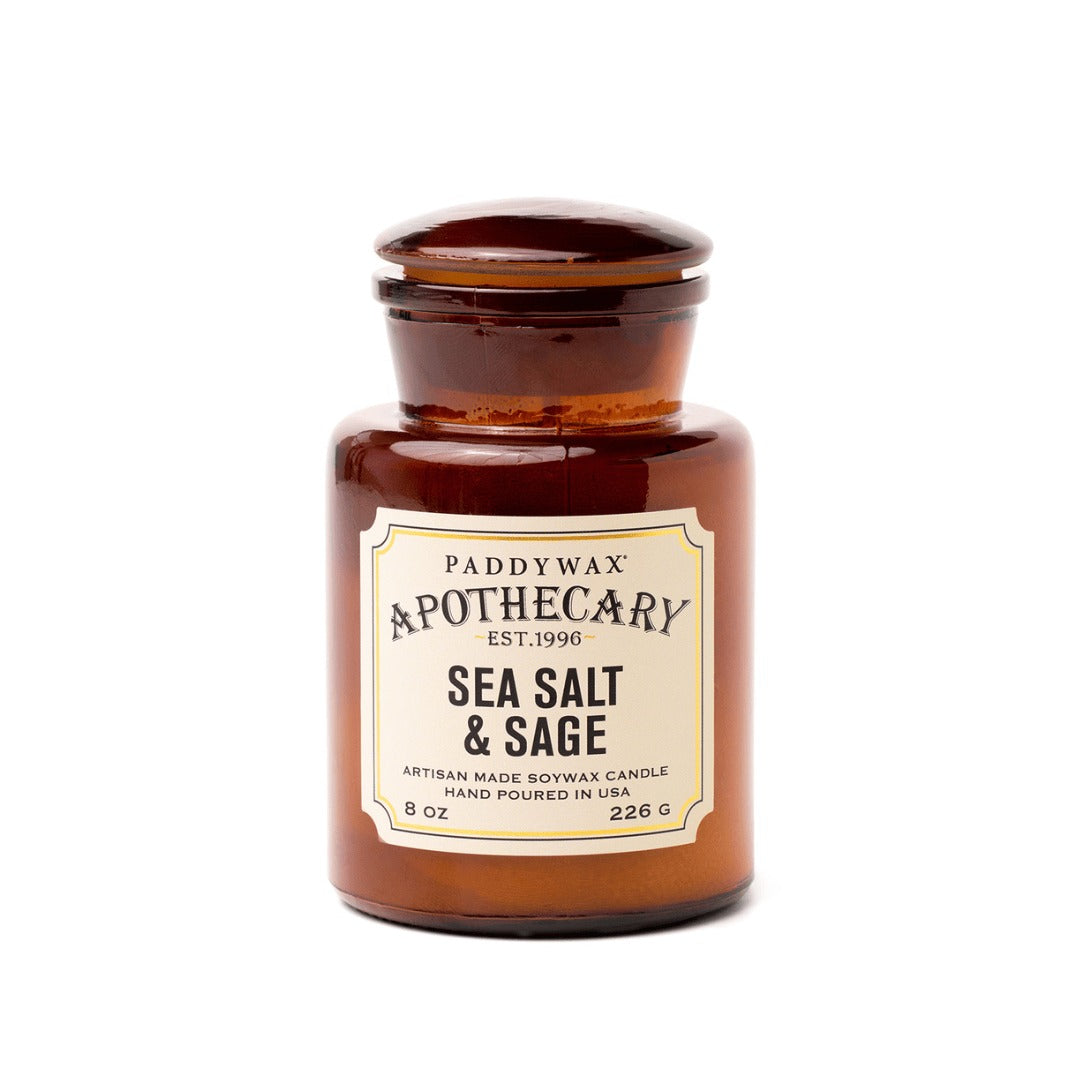 Designworks Collective Apothecary Glass Candle 8oz - Sea Salt and Sage