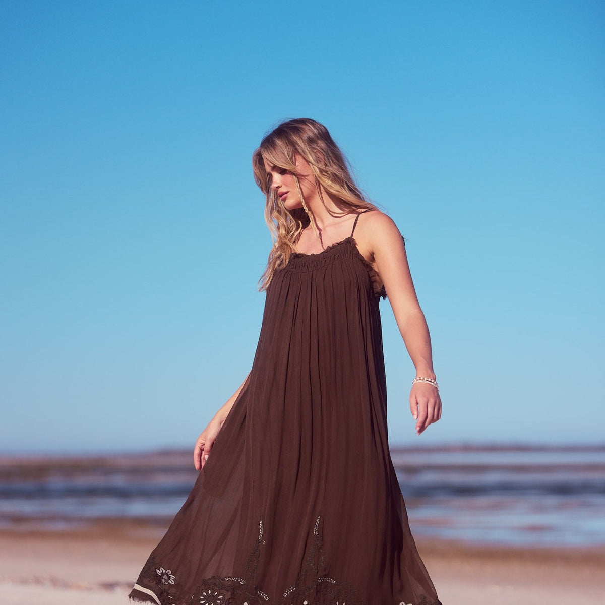 Ambrosia Maxi Dress - Cocoa Emb