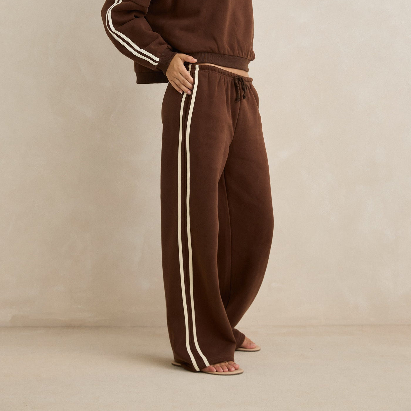 Contrast Track Pant - Brown