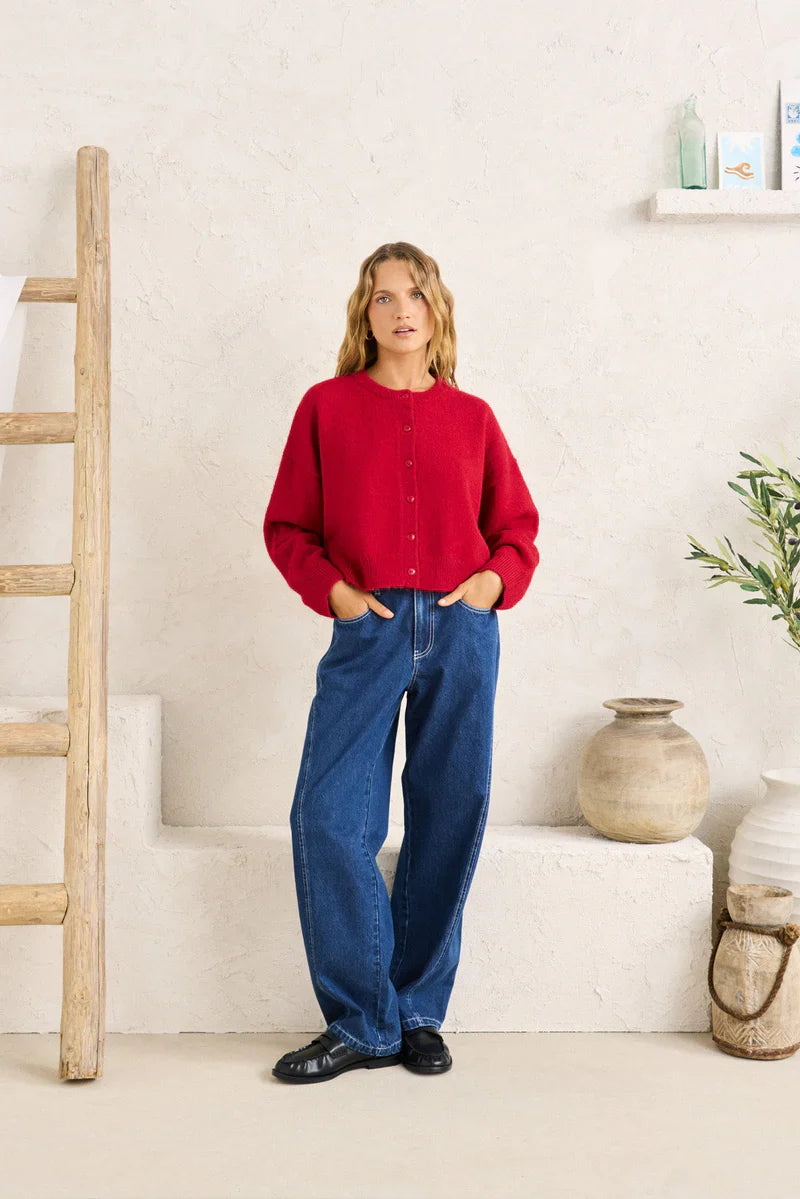 Estelle Fluffy Cardigan - Chilli
