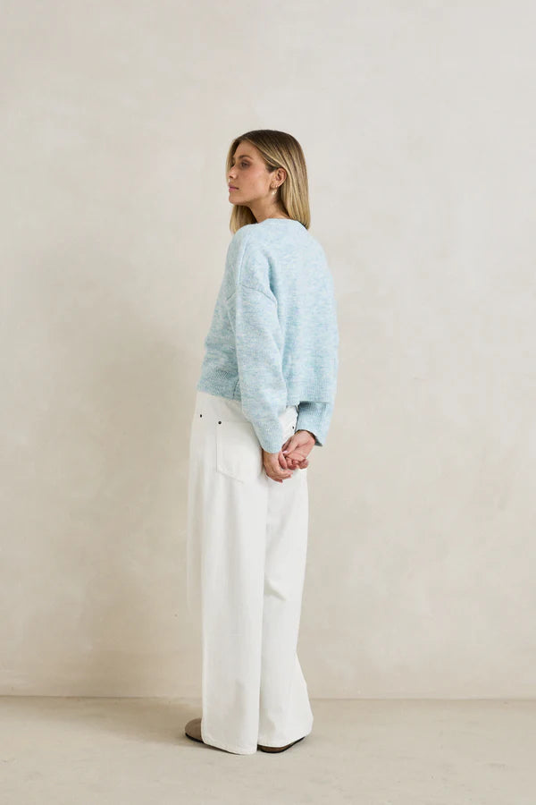 Estelle Fluffy Knit Cardigan - Baby Blue