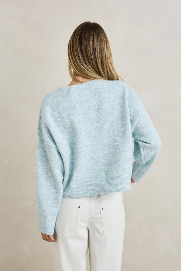 Estelle Fluffy Knit Cardigan - Baby Blue