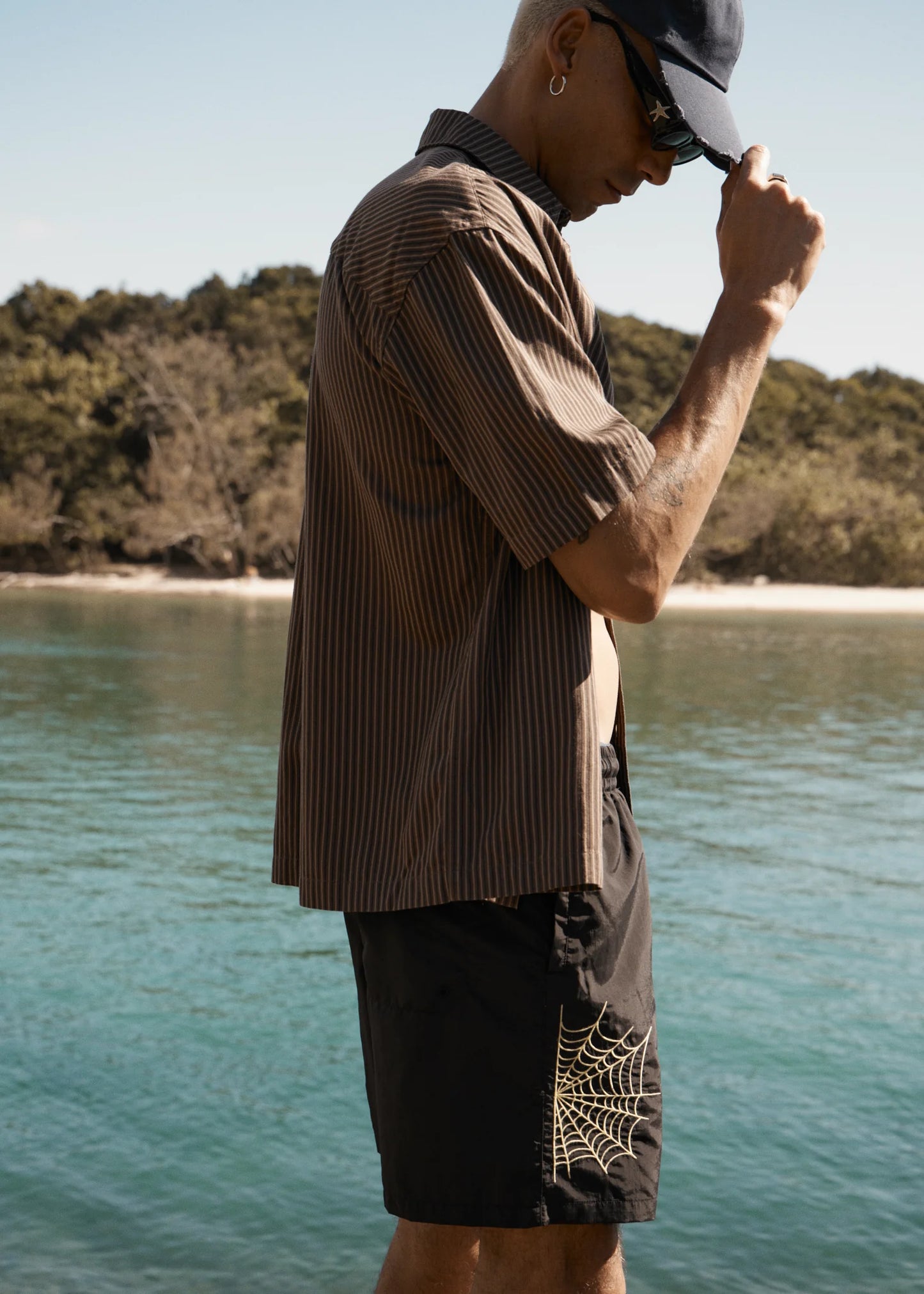Cyrus Recycled Short Sleeve Shirt - Coffee Stripe