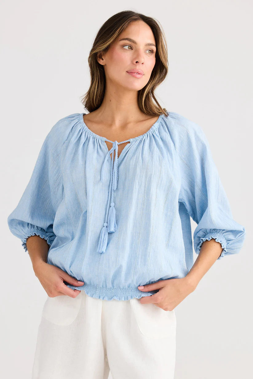 Seaside Top - Blue Self Stripe