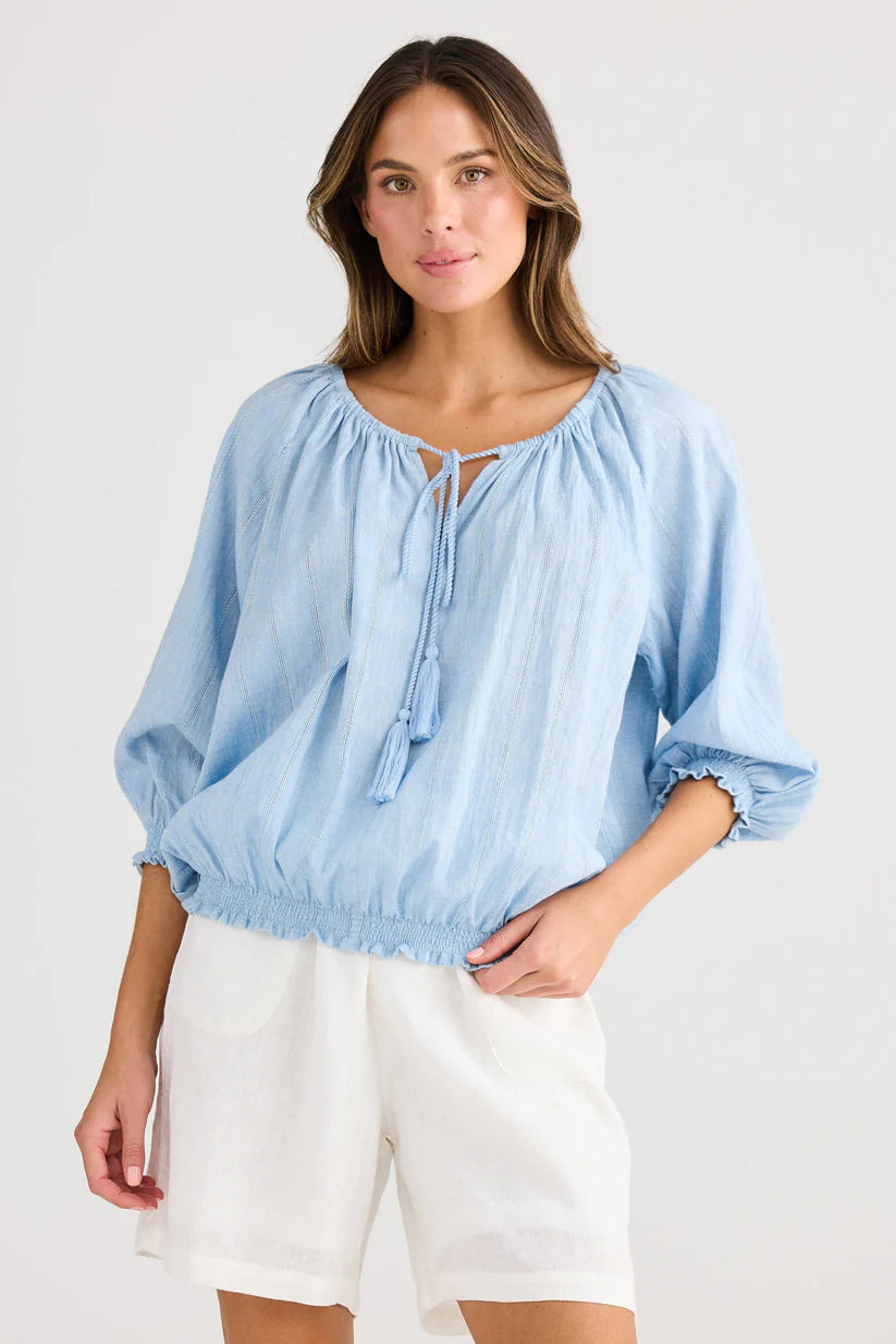 Seaside Top - Blue Self Stripe