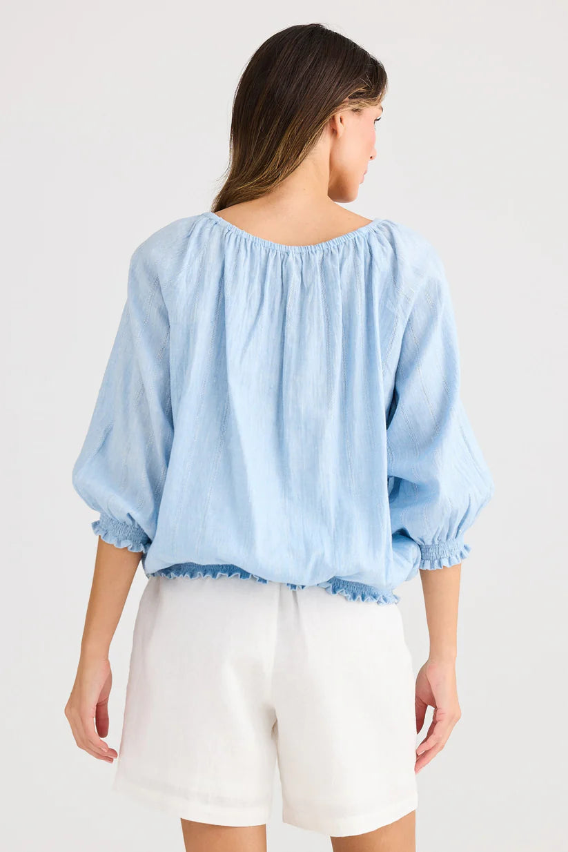 Seaside Top - Blue Self Stripe