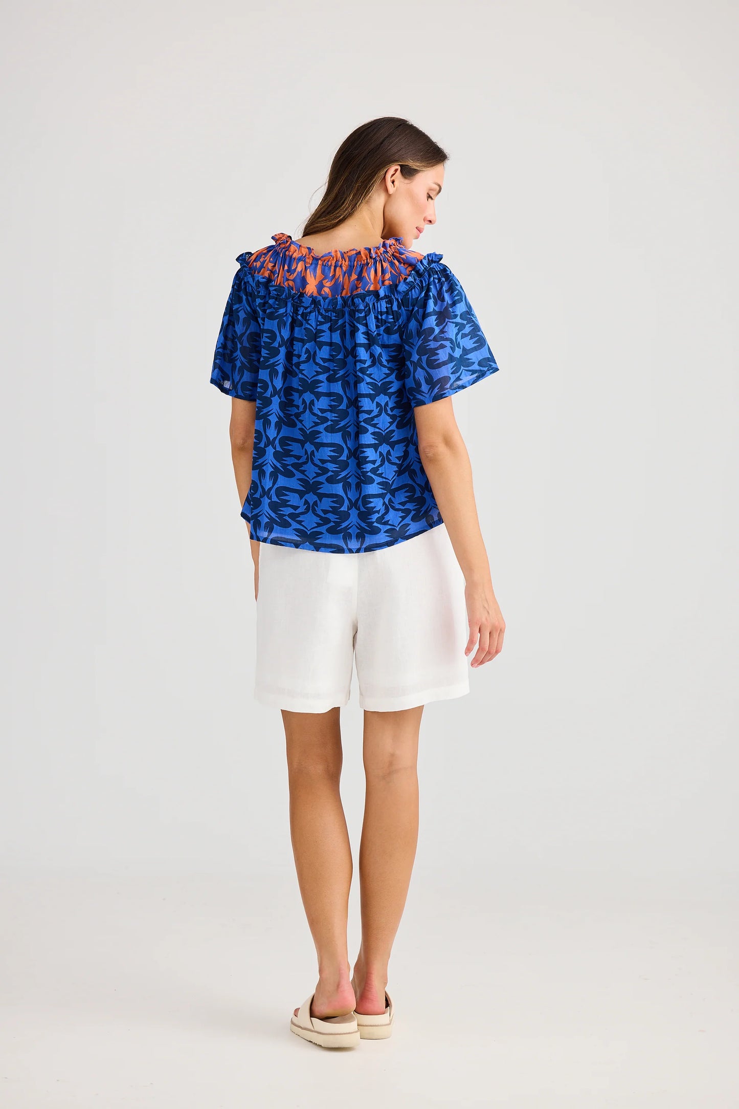 Soliel Top - Blue Mosaic Print