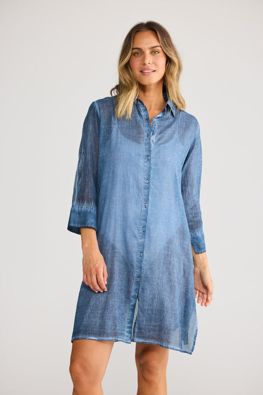Holiday Lilo Shirt Dress - Navy