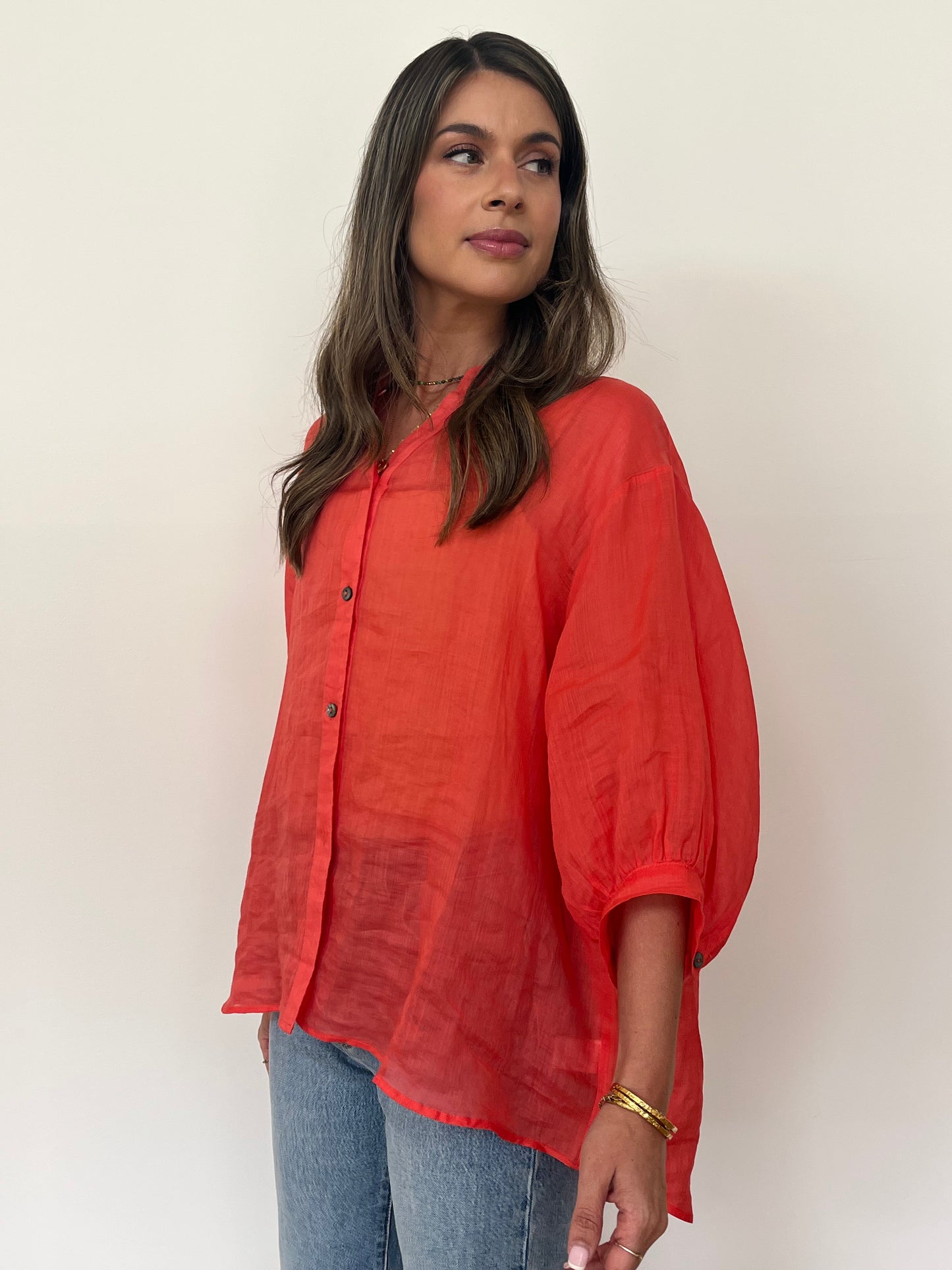 Aurora Linen Shirt - Peach