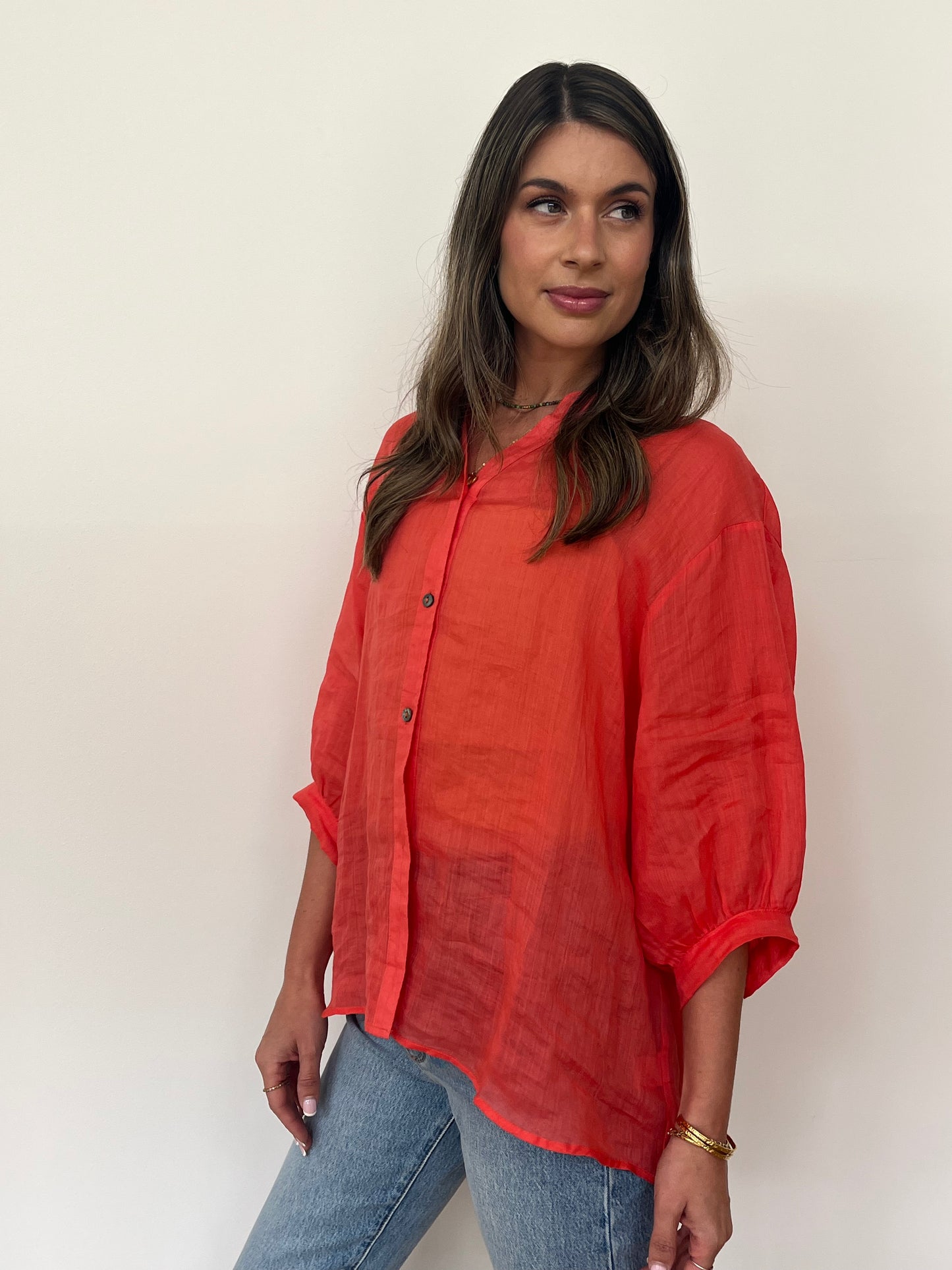 Aurora Linen Shirt - Peach