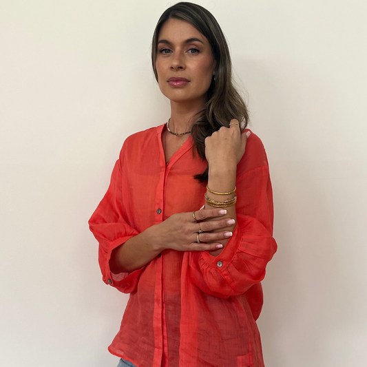 Aurora Linen Shirt - Peach