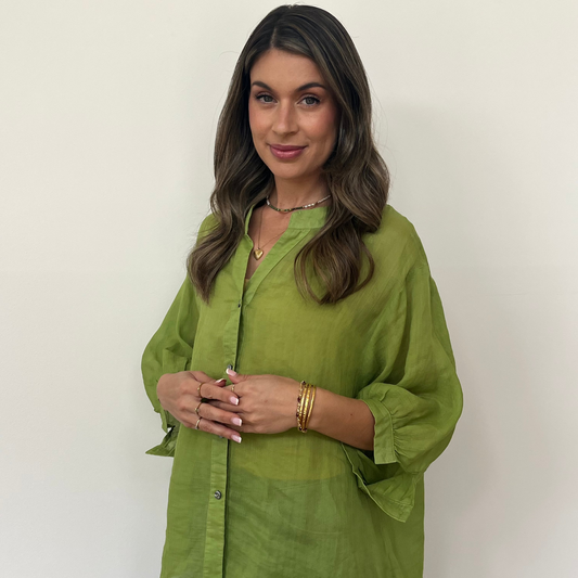 Aurora Linen Shirt - Avocado