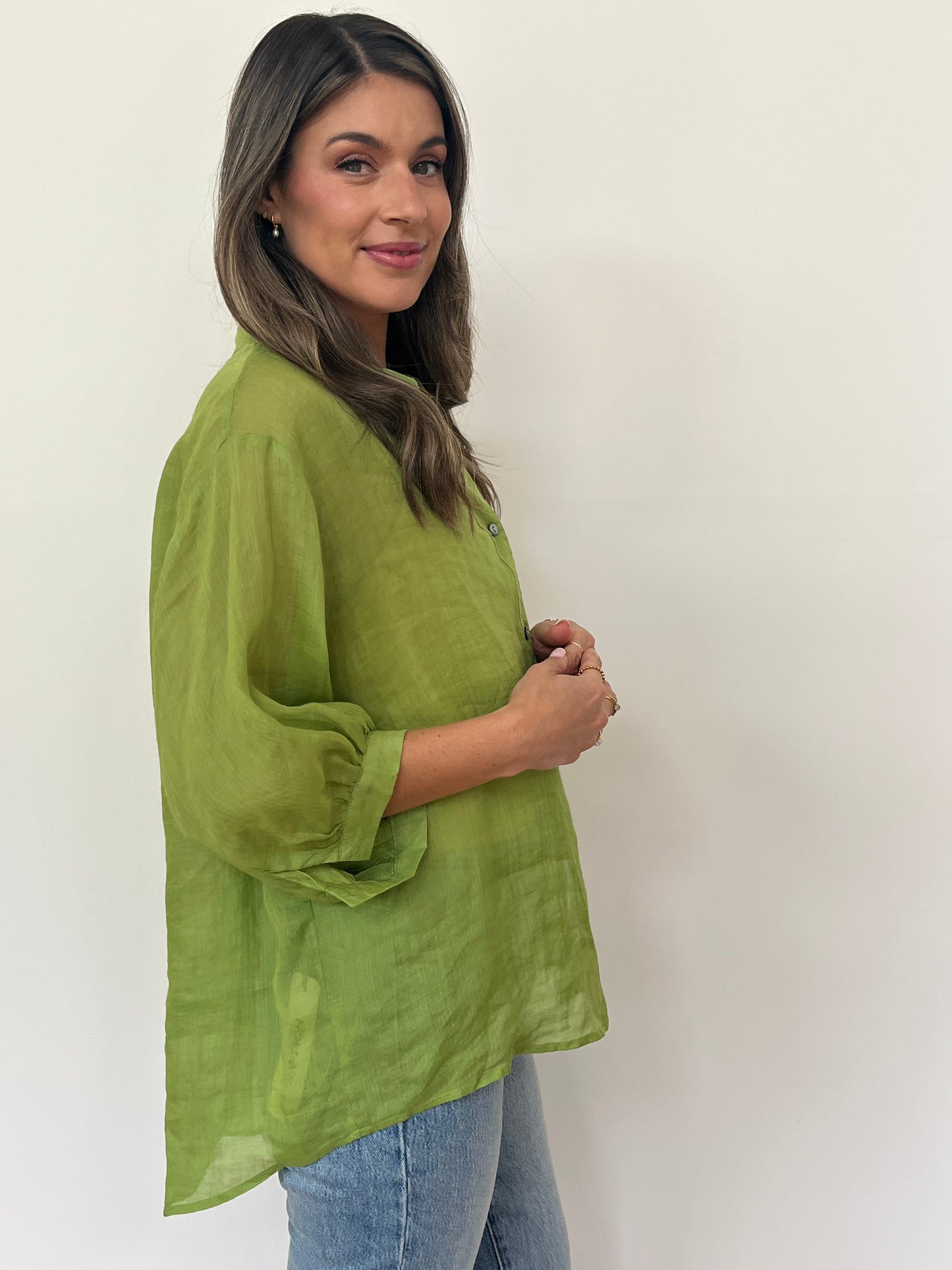 Aurora Linen Shirt - Avocado