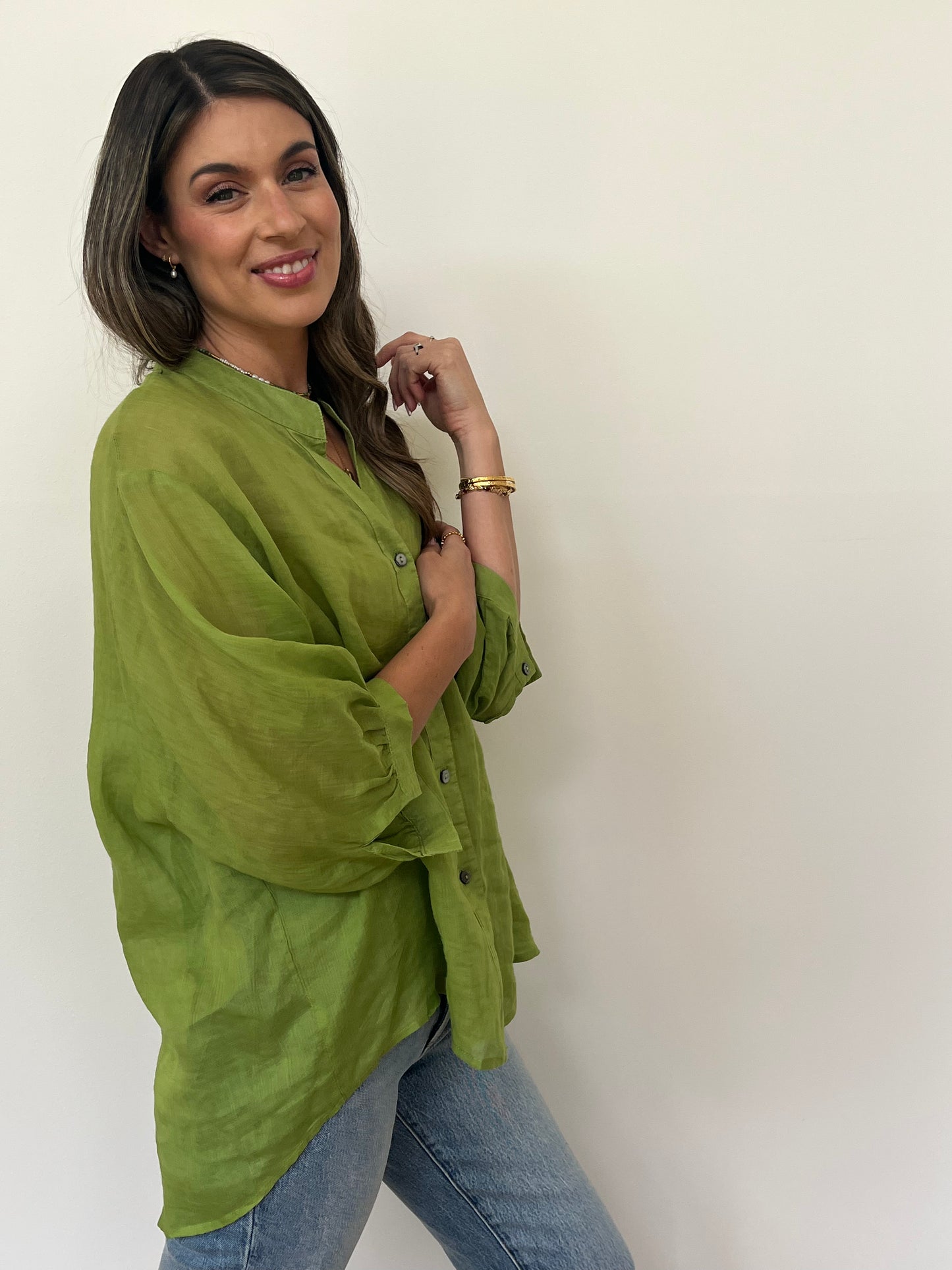 Aurora Linen Shirt - Avocado