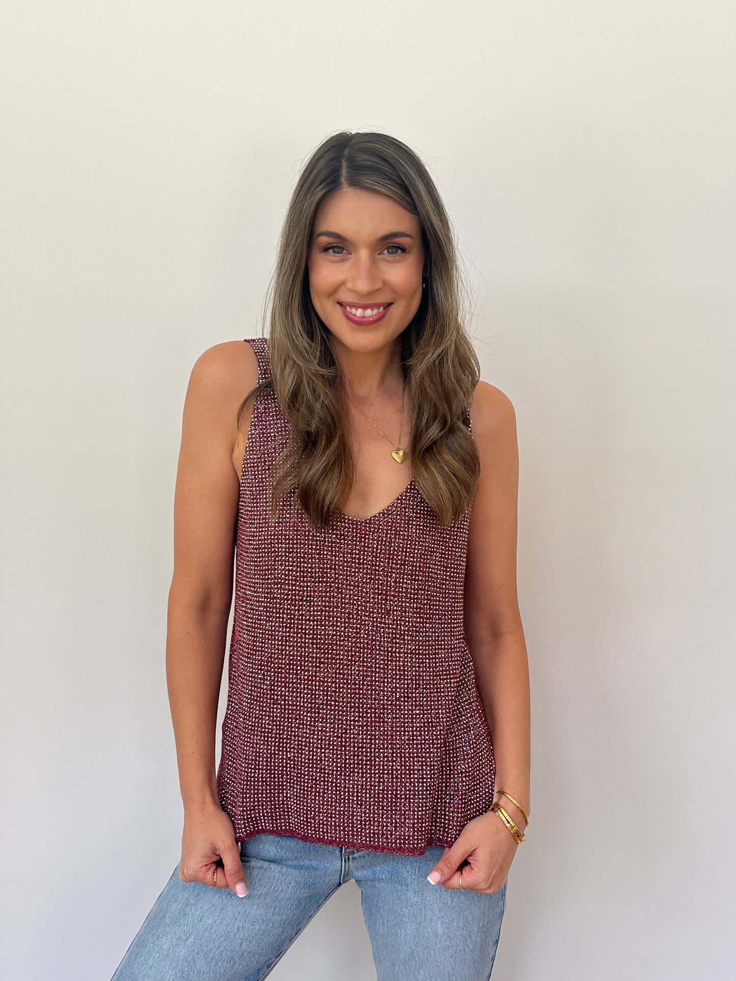 Glitter Cami - Burgundy