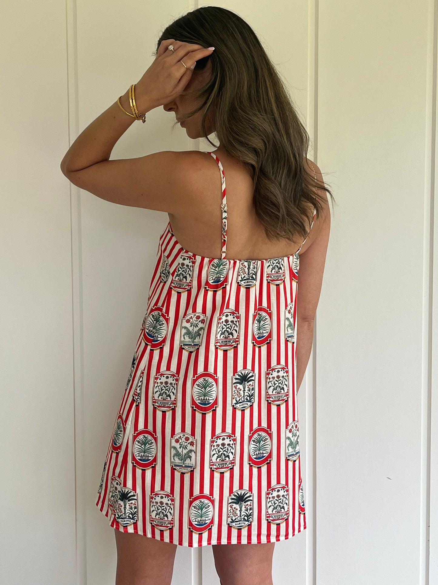 Palmetto Mini Dress - Red Striped