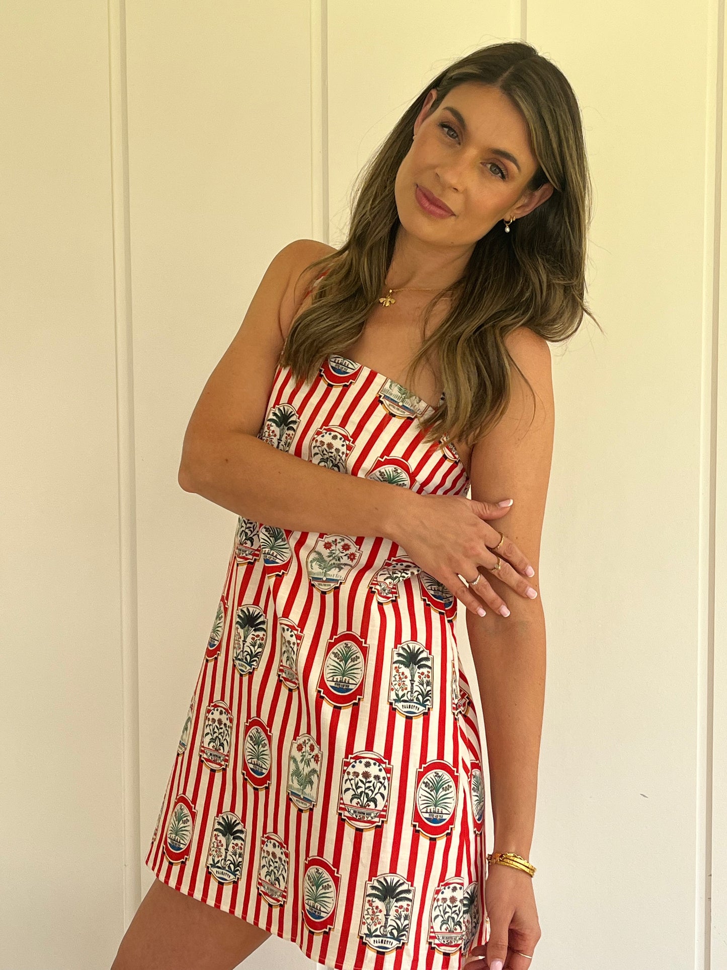 Palmetto Mini Dress - Red Striped