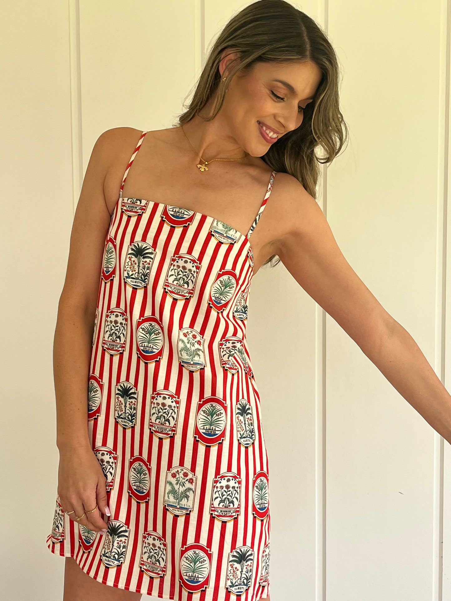 Palmetto Mini Dress - Red Striped