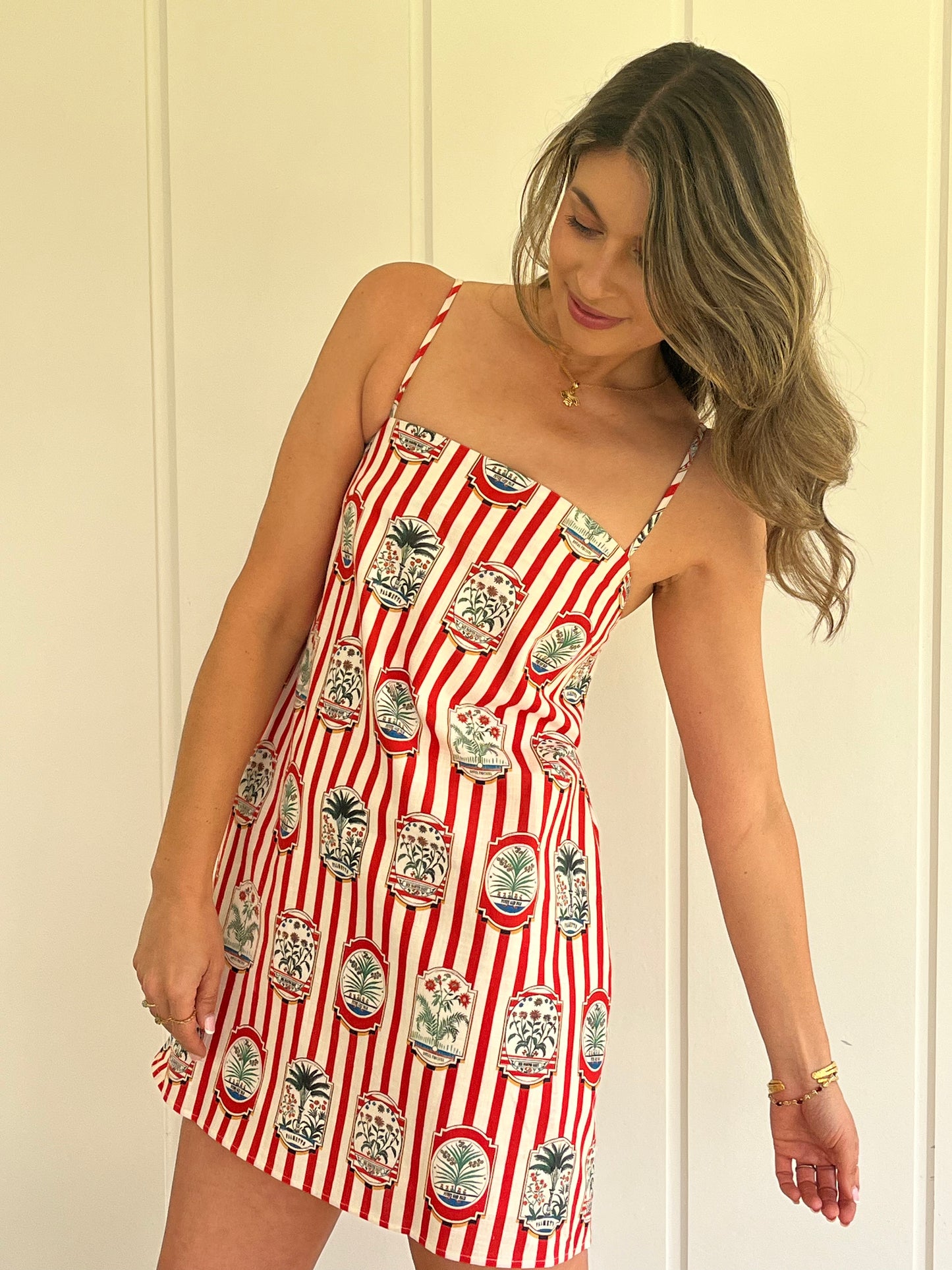 Palmetto Mini Dress - Red Striped
