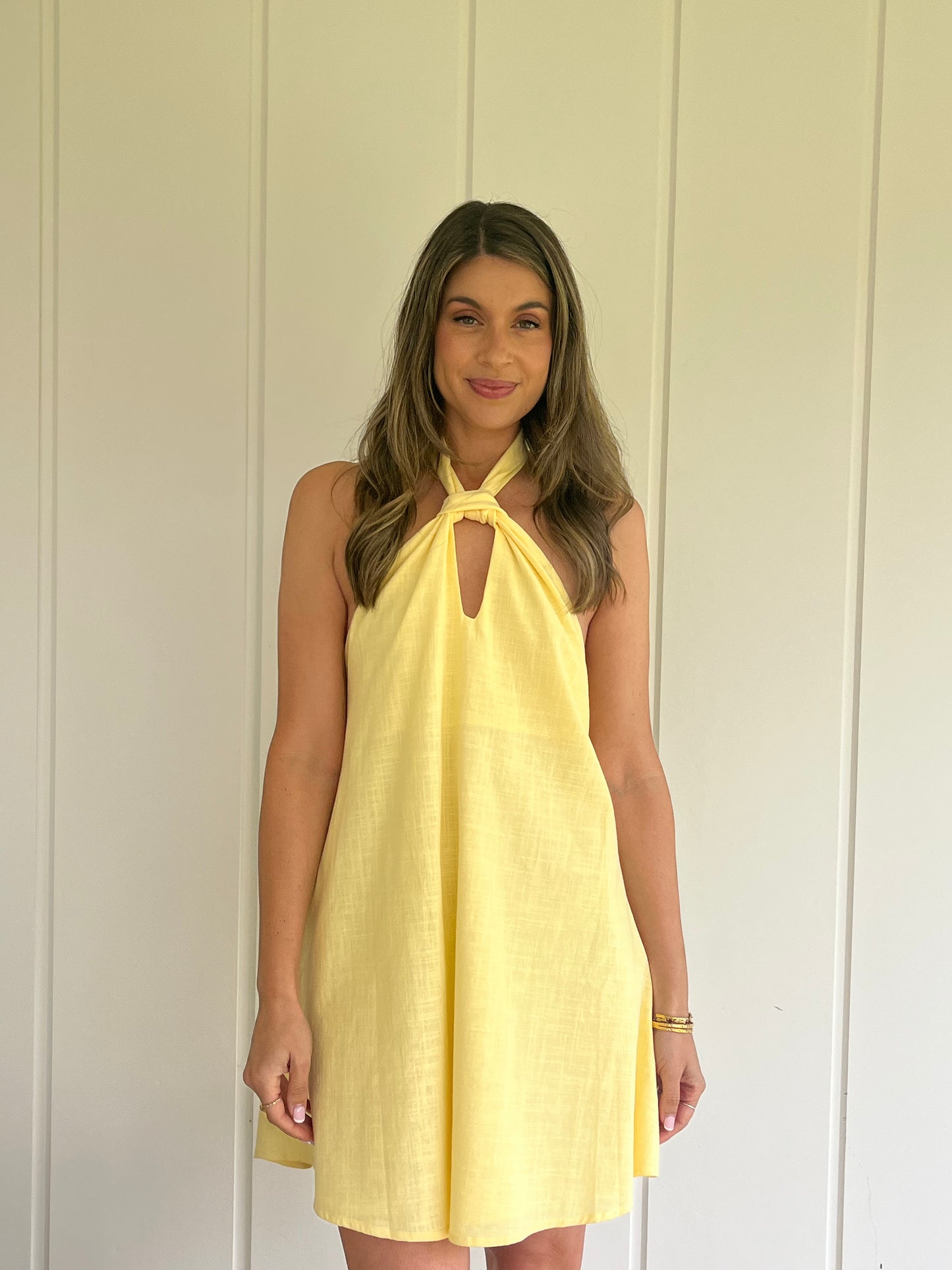 Lemon Halter Mini Dress - Lemon