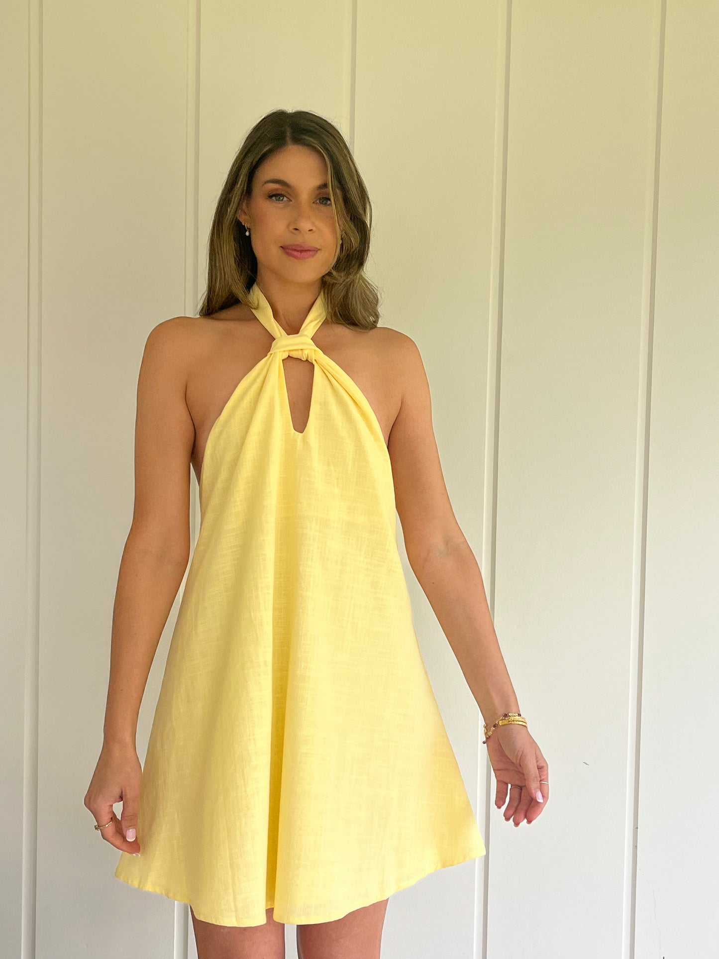 Lemon Halter Mini Dress - Lemon