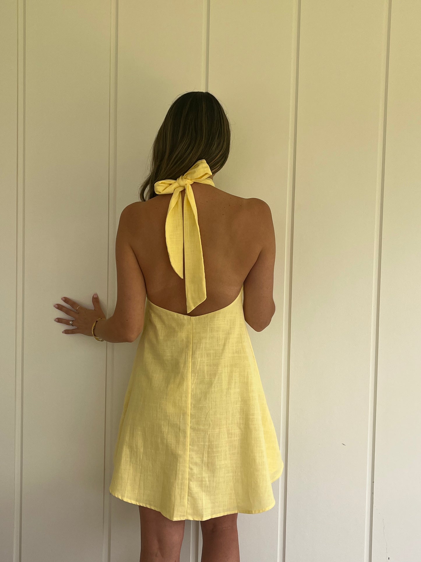 Lemon Halter Mini Dress - Lemon