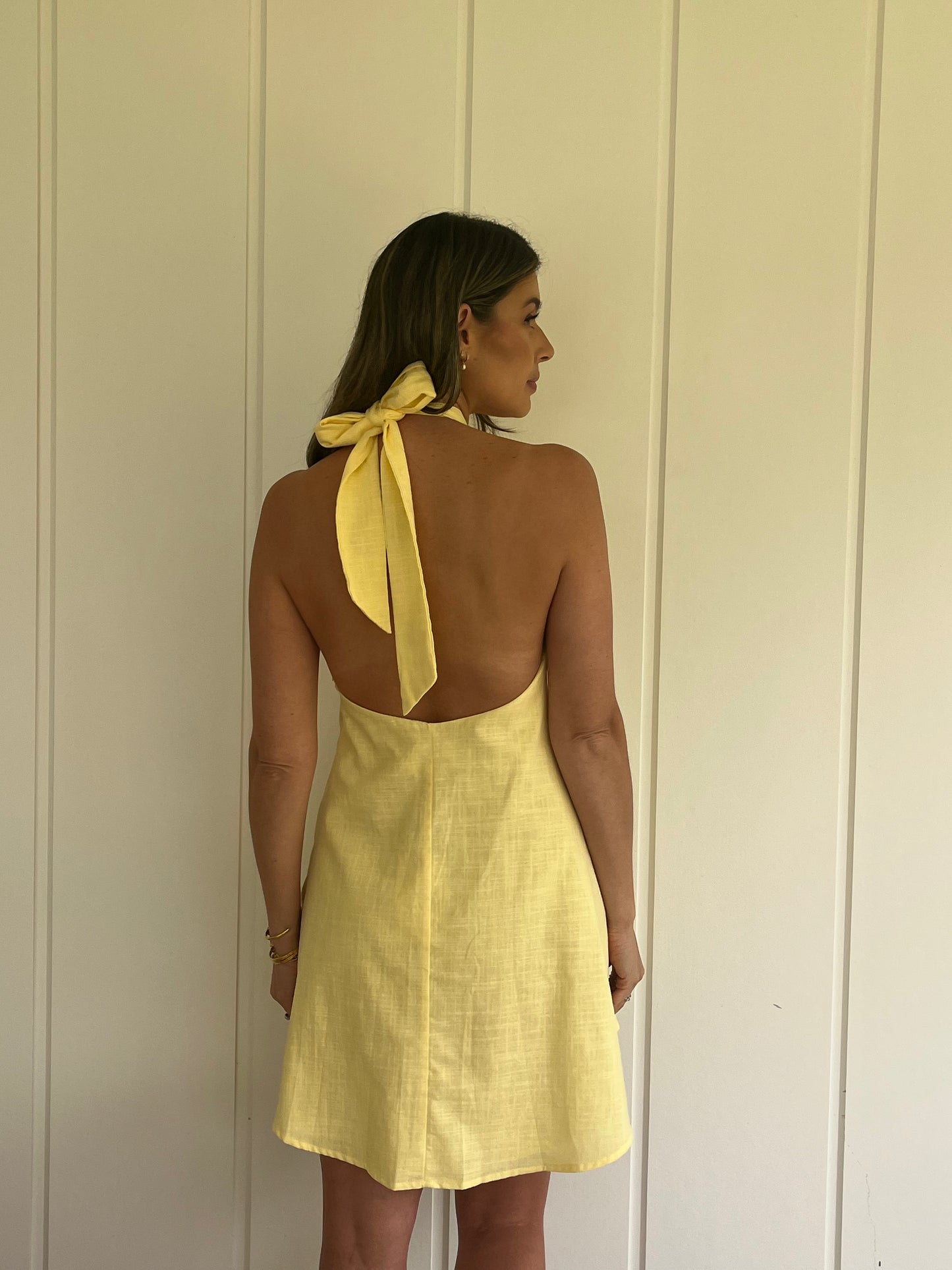 Lemon Halter Mini Dress - Lemon
