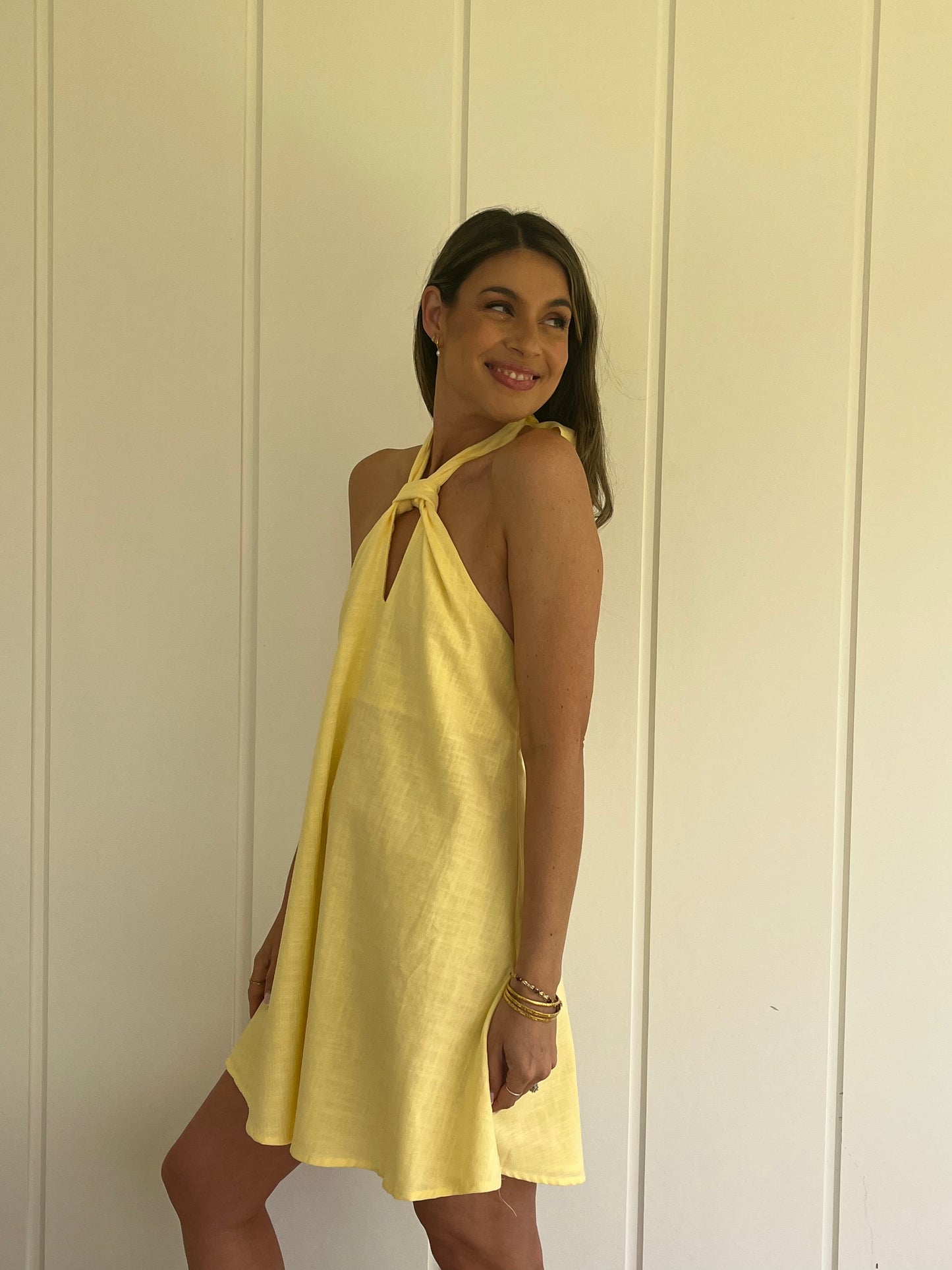 Lemon Halter Mini Dress - Lemon