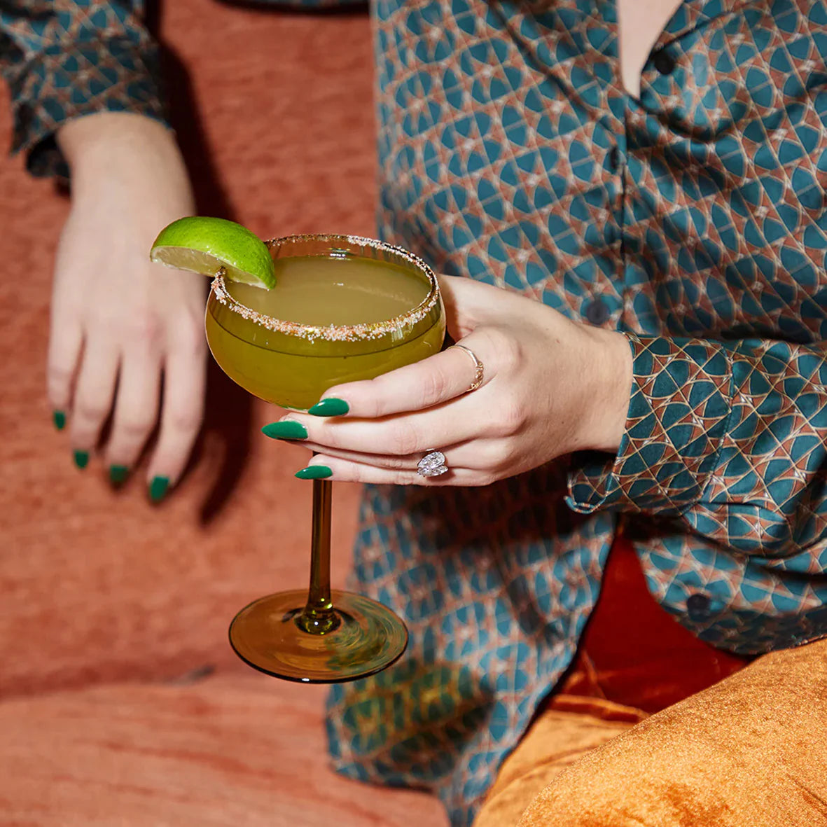 The Lou Coupe Glass - Set of 2 Olive