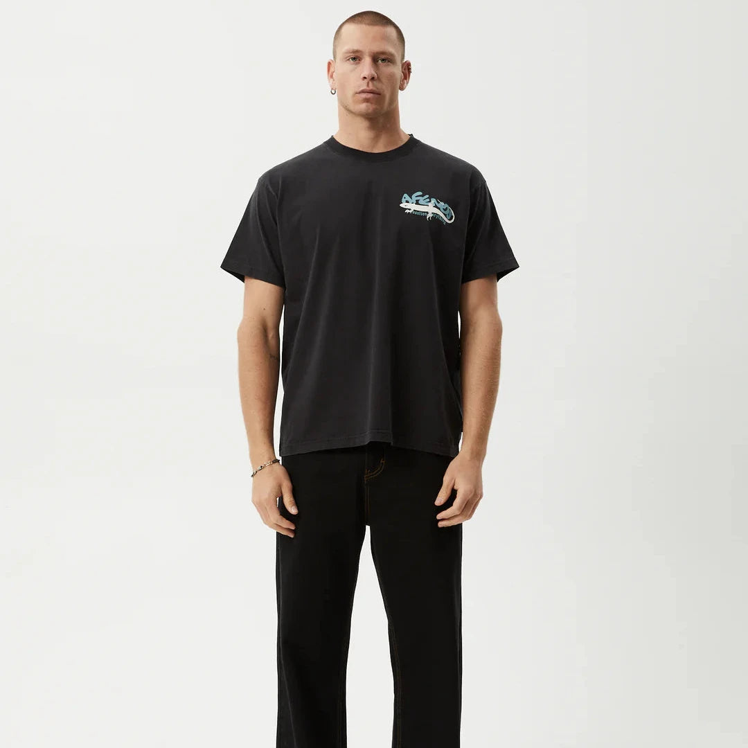 Reptilian Heavyweight Recycled Boxy Fit Tee - Stone Black