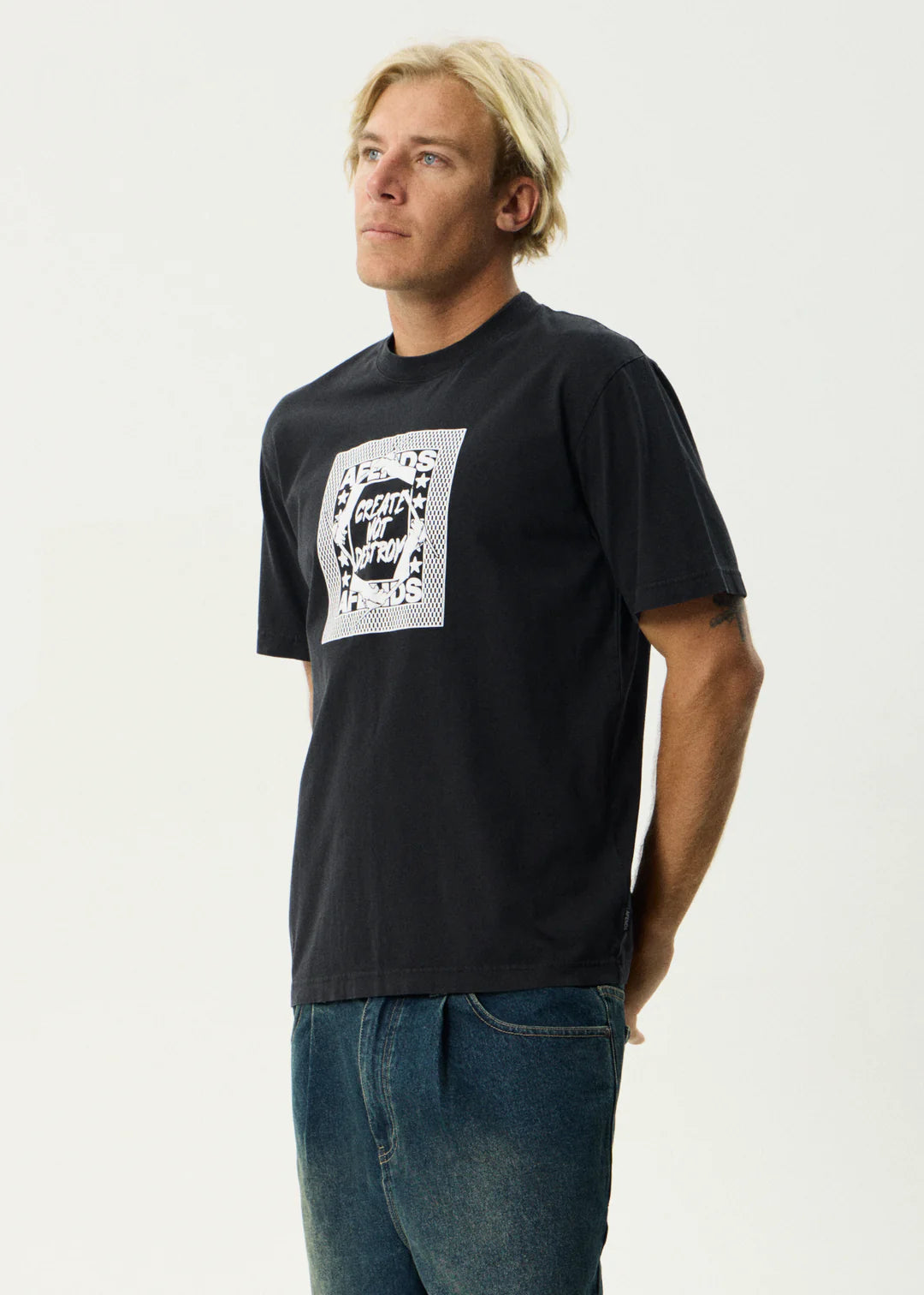 Painter Recycled Retro Fit Tee - Stone Black