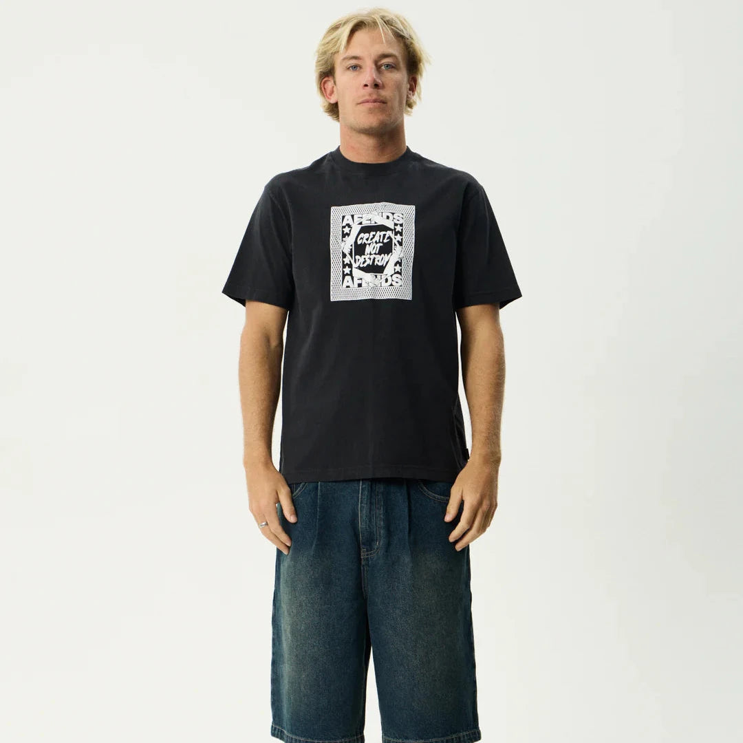 Painter Recycled Retro Fit Tee - Stone Black