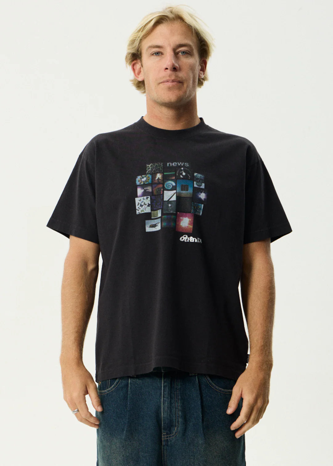 Framed Recycled Boxy Fit Tee - Stone Black