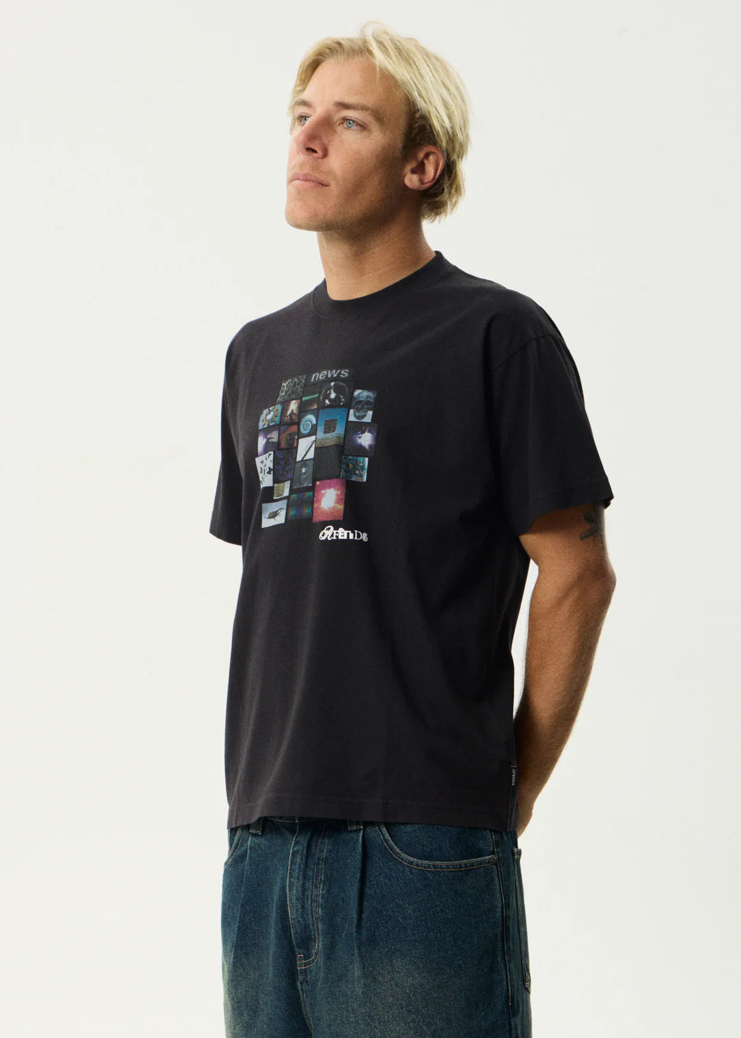 Framed Recycled Boxy Fit Tee - Stone Black