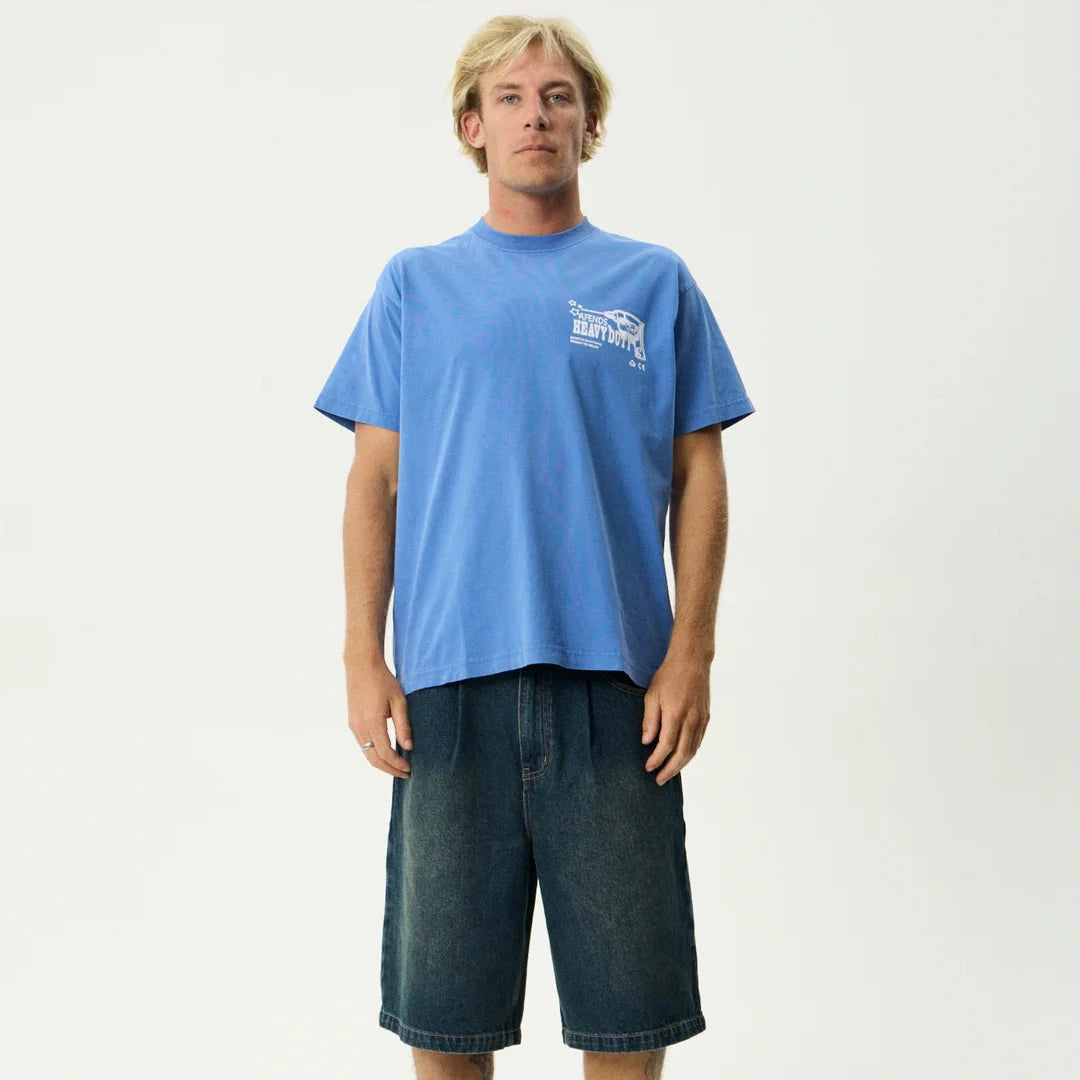 Heavy Duty Recycled Heavyweight Boxy Fit Tee - Washed Marina