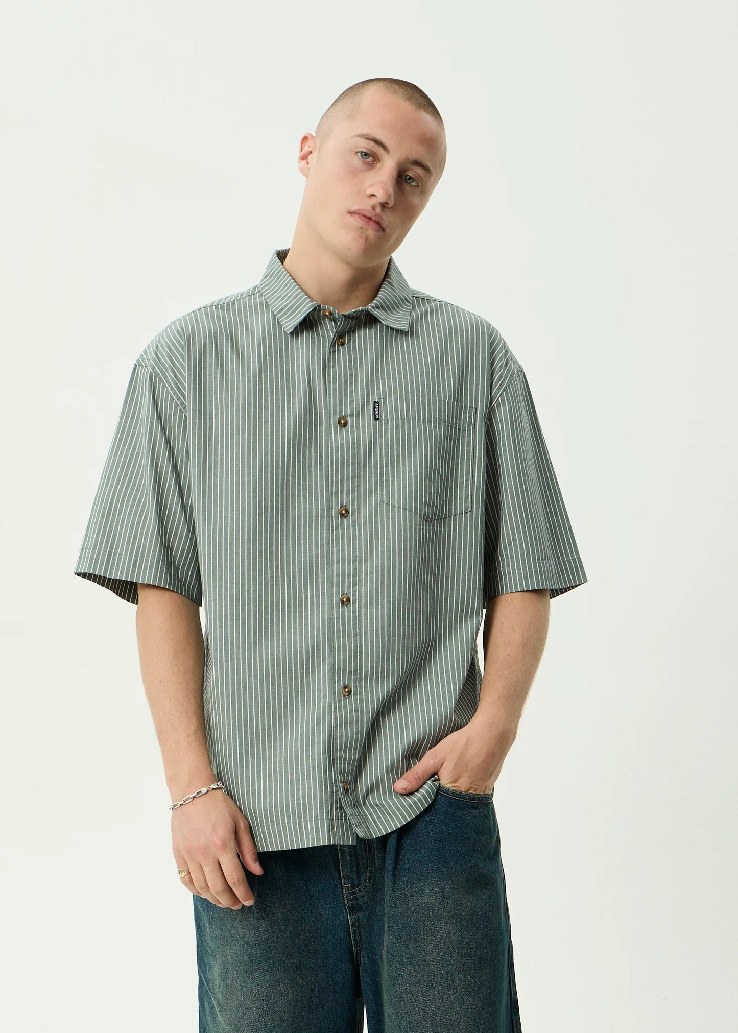 Pinned Organic Short Sleeve Shirt - Sycamore Stripe