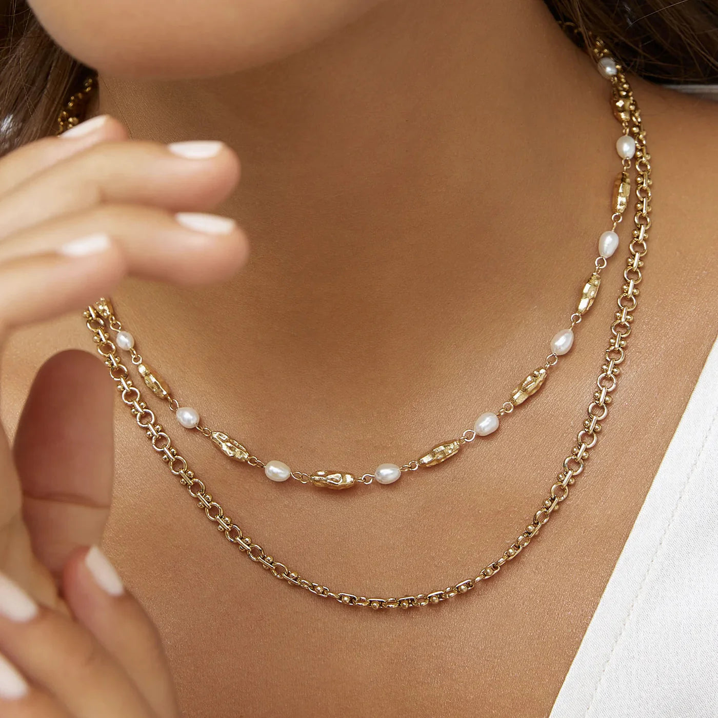 Mimi Pearl And Gold Necklace