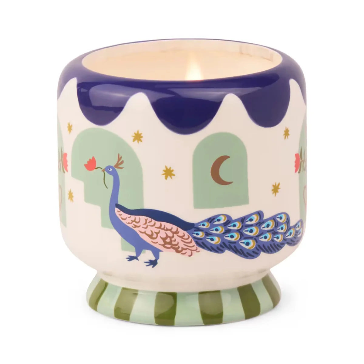 Adopo Peacock Ceramic Candle - Misted Lime 8oz