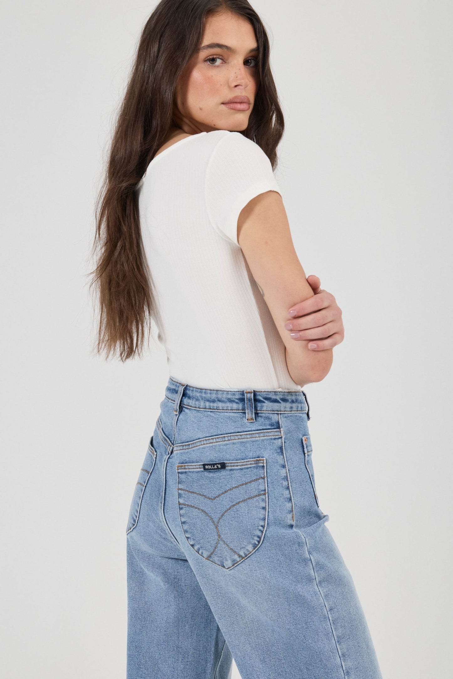 Rolla's Sailor Cleo wide leg jean in Surrender wash, view 4