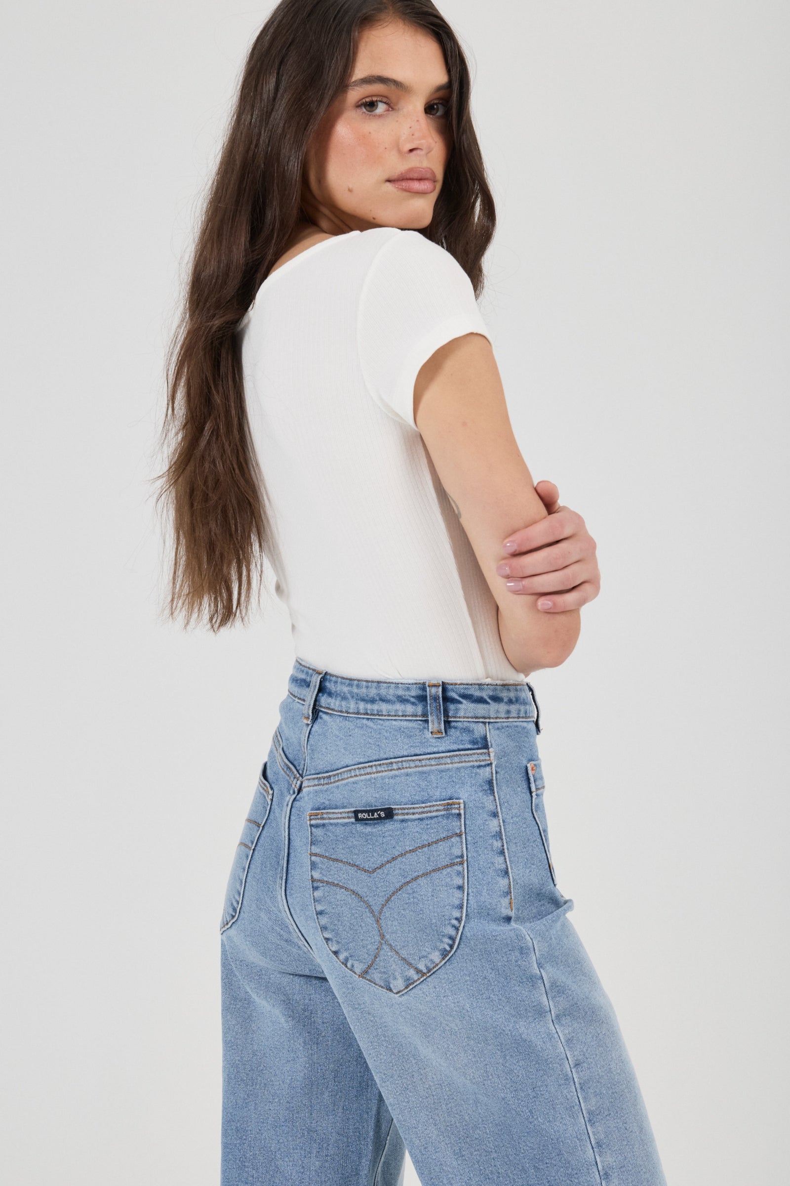 Rolla's Sailor Cleo wide leg jean in Surrender wash, view 4