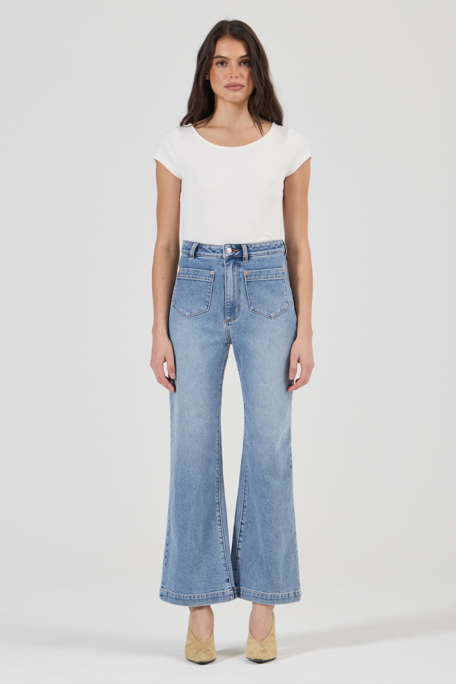 Rolla's Sailor Cleo wide leg jean in Surrender wash, view 5